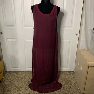 Crimson & Clover Burgundy Sheer Strapless Dress